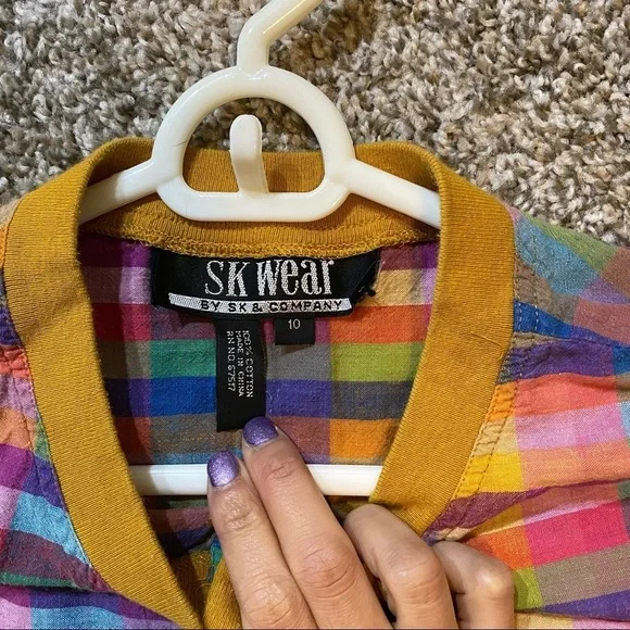 Vintage Retro Tartan Plaid Multicolored Crop Top Size Small - Picture 3 of 8